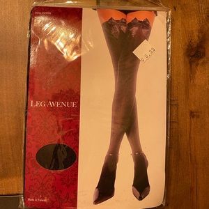 Leg Avenue Plus Size Black Thigh-High Tights w/ Front Bow